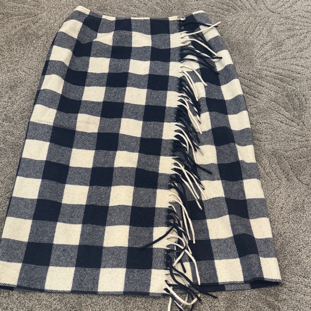 Pendleton Navy and Cream Checkered Midi Skirt